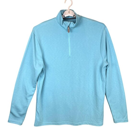 Visitor Premium Mens XL Pullover Blue 1/4 Zip Mock Neck Golf Preppy Outdoor - Picture 2 of 10